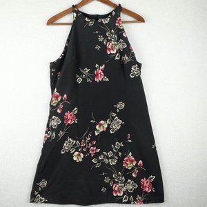 Vintage Tunic Womens 11 12 Black Red Floral Rose Sleeveless Top Shirt 80s